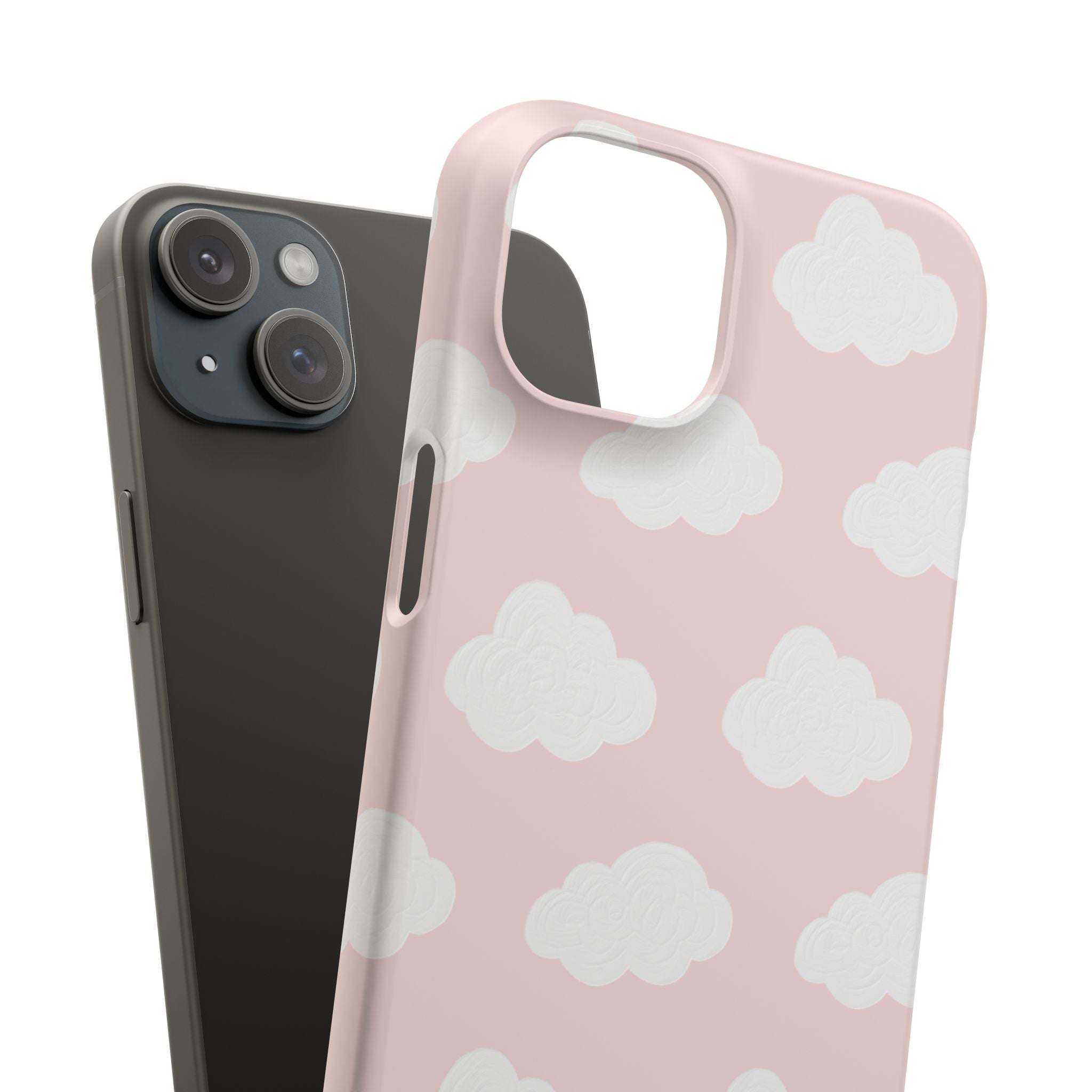 Pink Cloud Pattern Phone Case — Cute Pastel Protective Snap Case