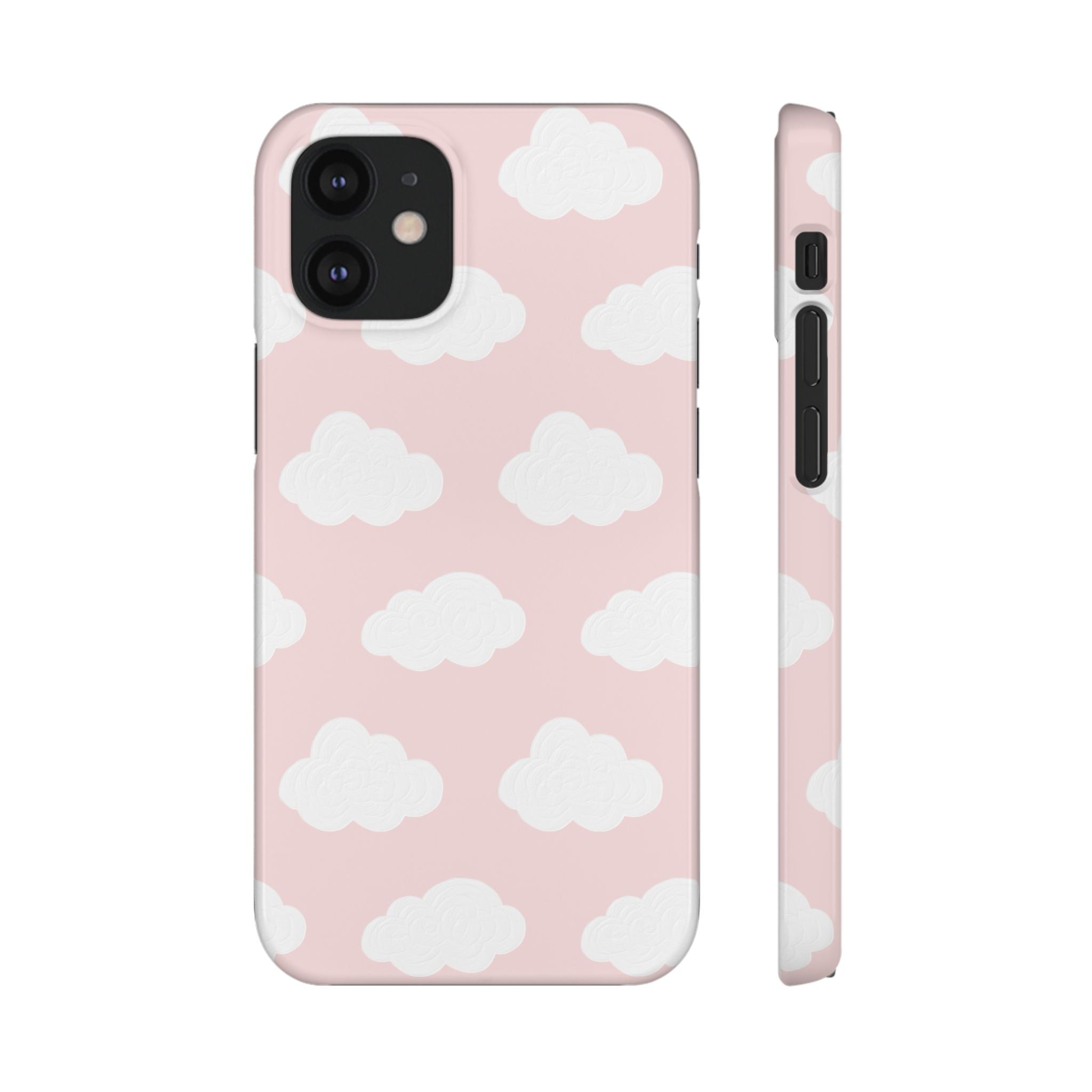 Pink Cloud Pattern Phone Case — Cute Pastel Protective Snap Case