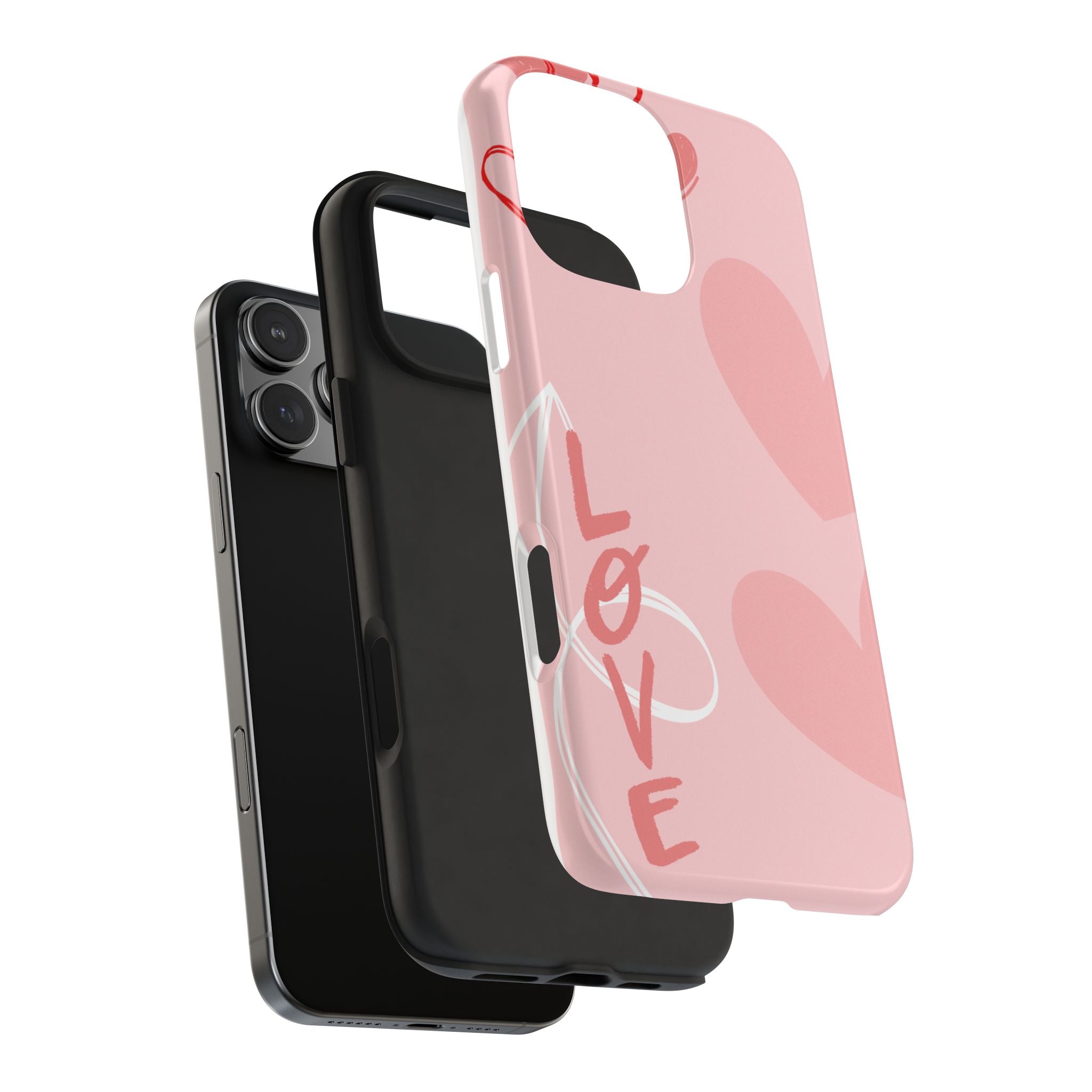 Pink Heart 'LOVE' Tough Phone Case — Protective Romantic Phone Cover