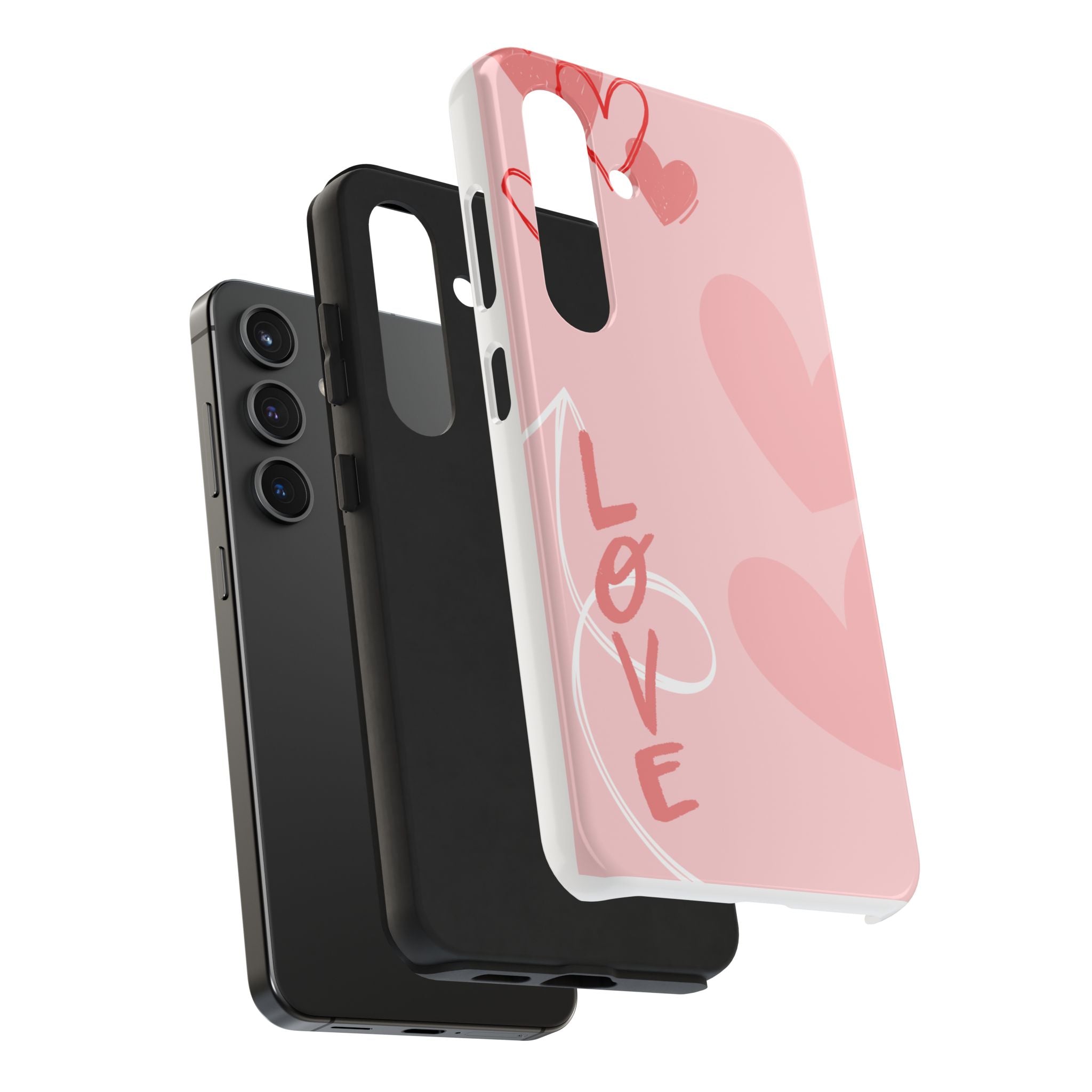 Pink Heart 'LOVE' Tough Phone Case — Protective Romantic Phone Cover