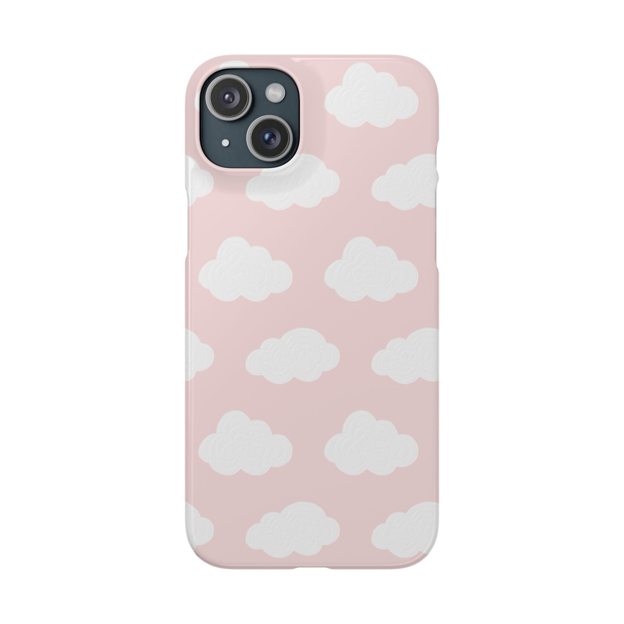 Pink Cloud Pattern Phone Case — Cute Pastel Protective Snap Case