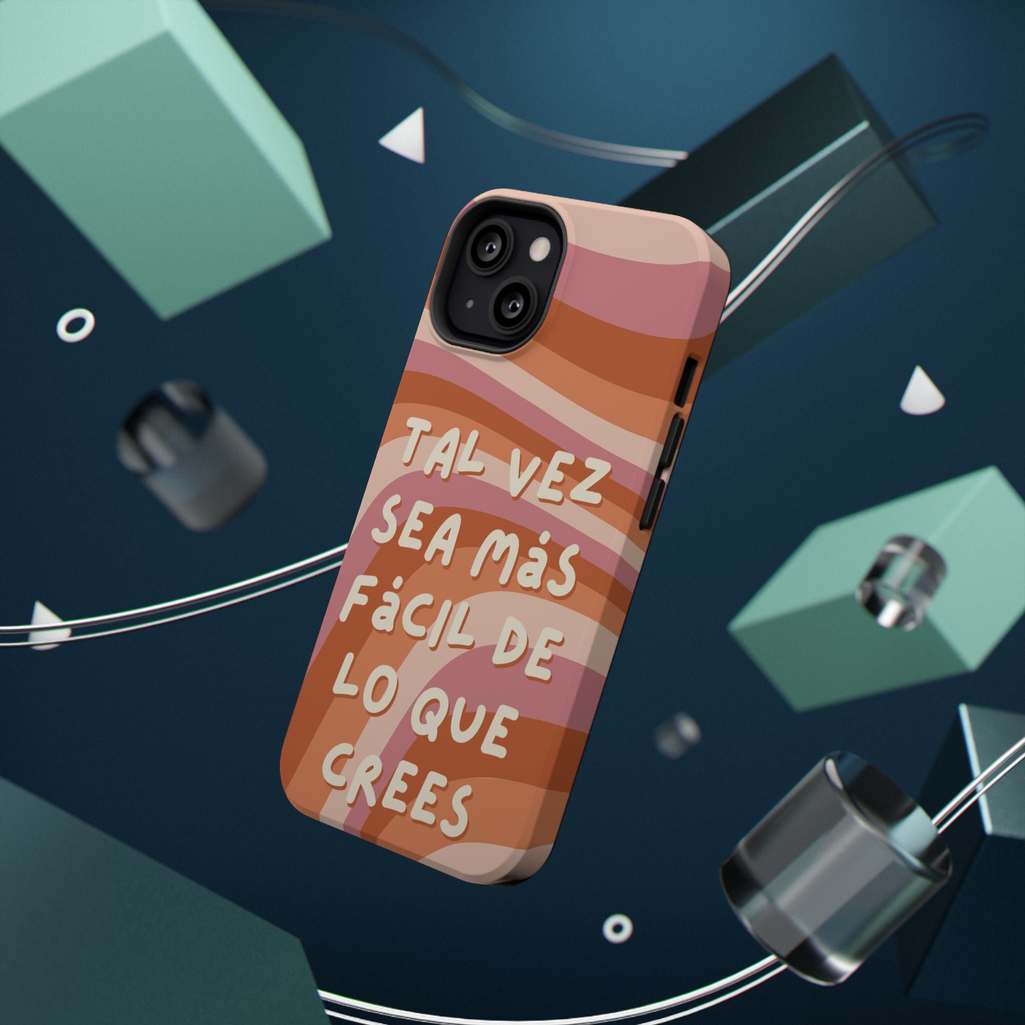 Impact-Resistant Case — "Tal vez sea más fácil de lo que crees" Retro Waves Phone Cover