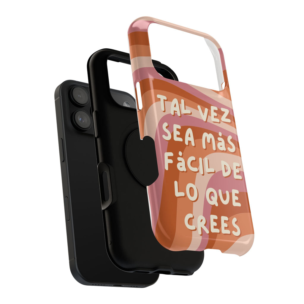 Impact-Resistant Case — "Tal vez sea más fácil de lo que crees" Retro Waves Phone Cover