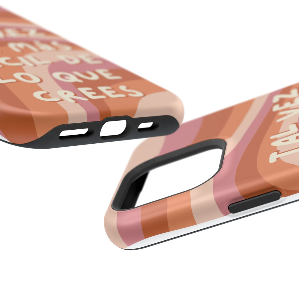 Impact-Resistant Case — "Tal vez sea más fácil de lo que crees" Retro Waves Phone Cover