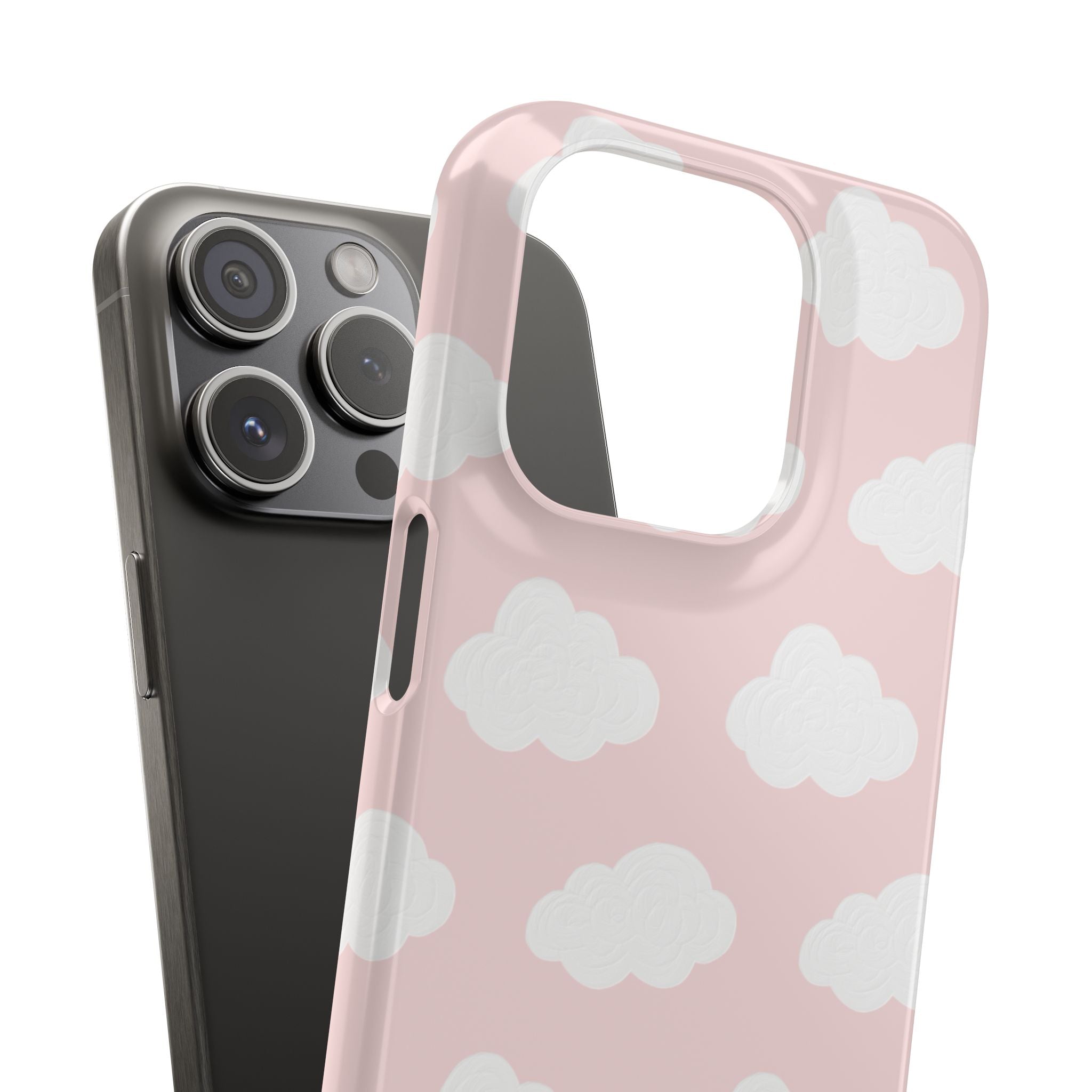 Pink Cloud Pattern Phone Case — Cute Pastel Protective Snap Case