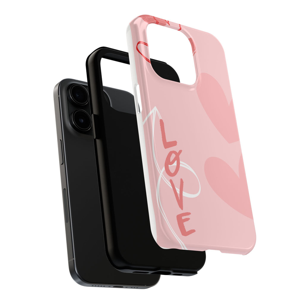 Pink Heart 'LOVE' Tough Phone Case — Protective Romantic Phone Cover