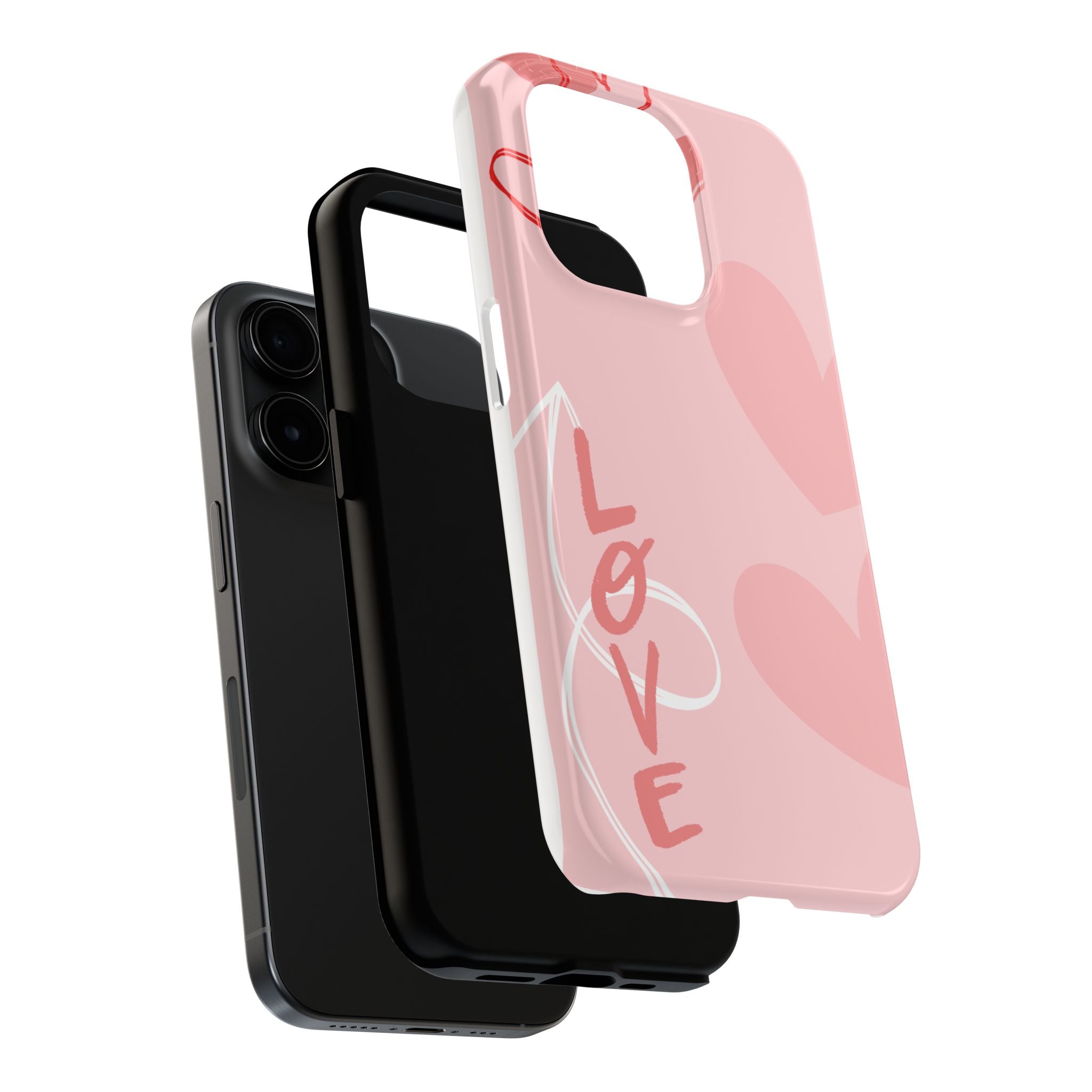 Pink Heart 'LOVE' Tough Phone Case — Protective Romantic Phone Cover