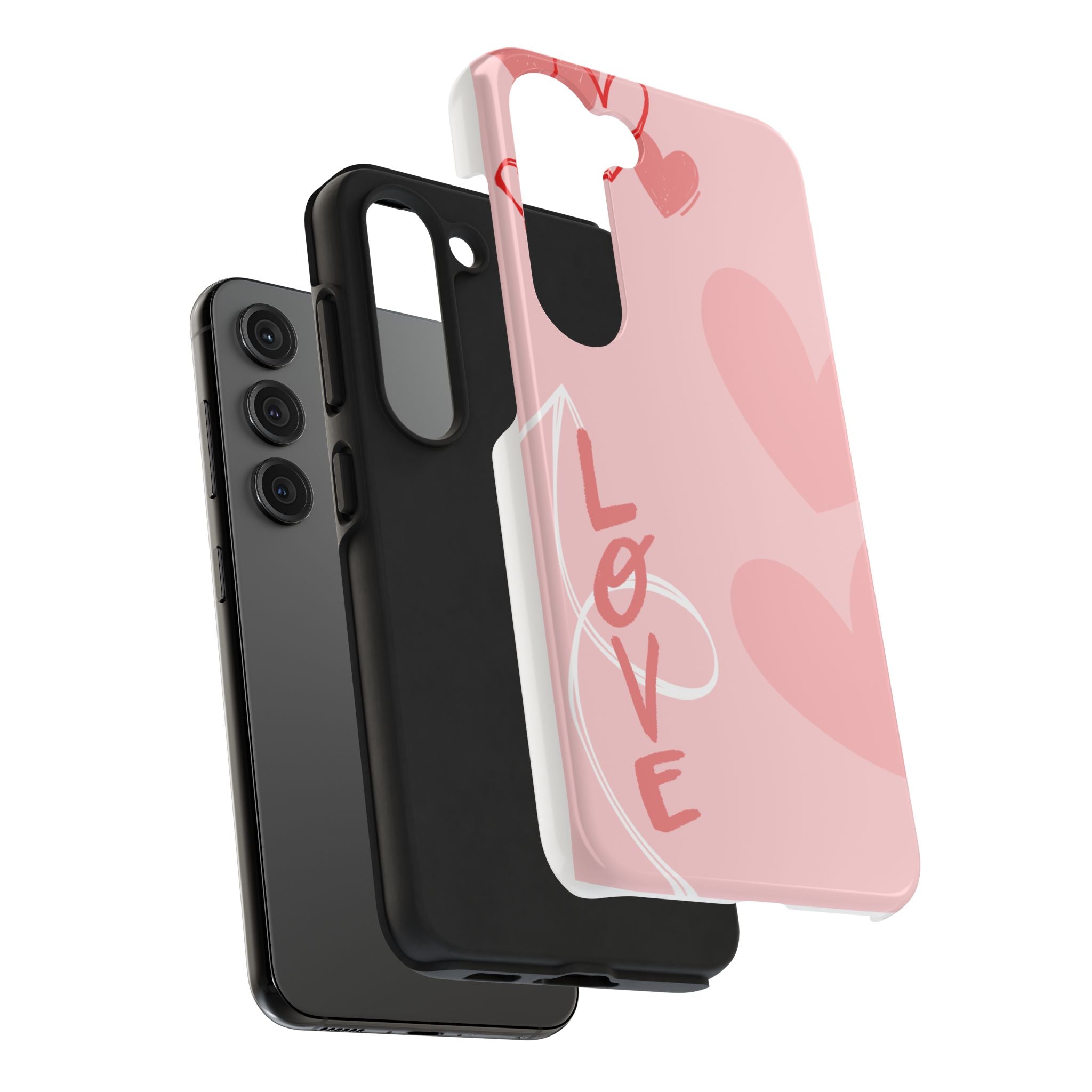 Pink Heart 'LOVE' Tough Phone Case — Protective Romantic Phone Cover