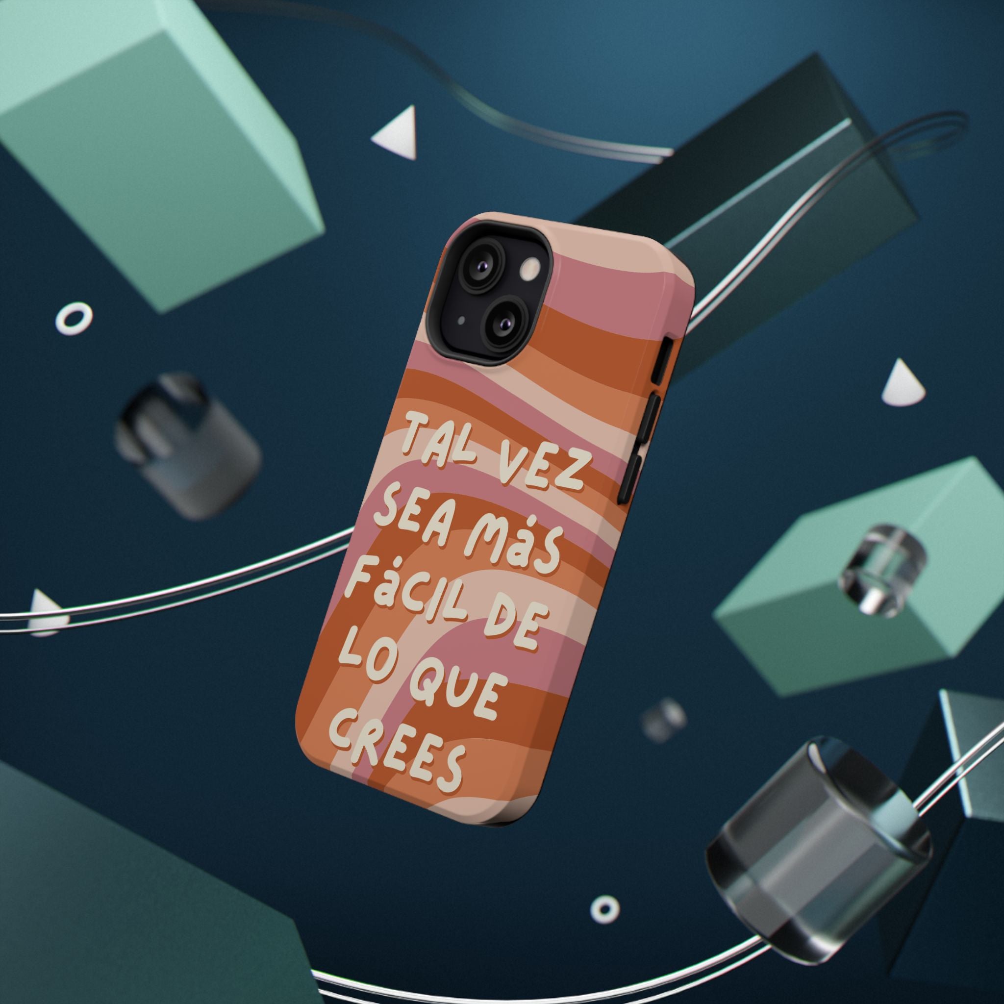 Impact-Resistant Case — "Tal vez sea más fácil de lo que crees" Retro Waves Phone Cover
