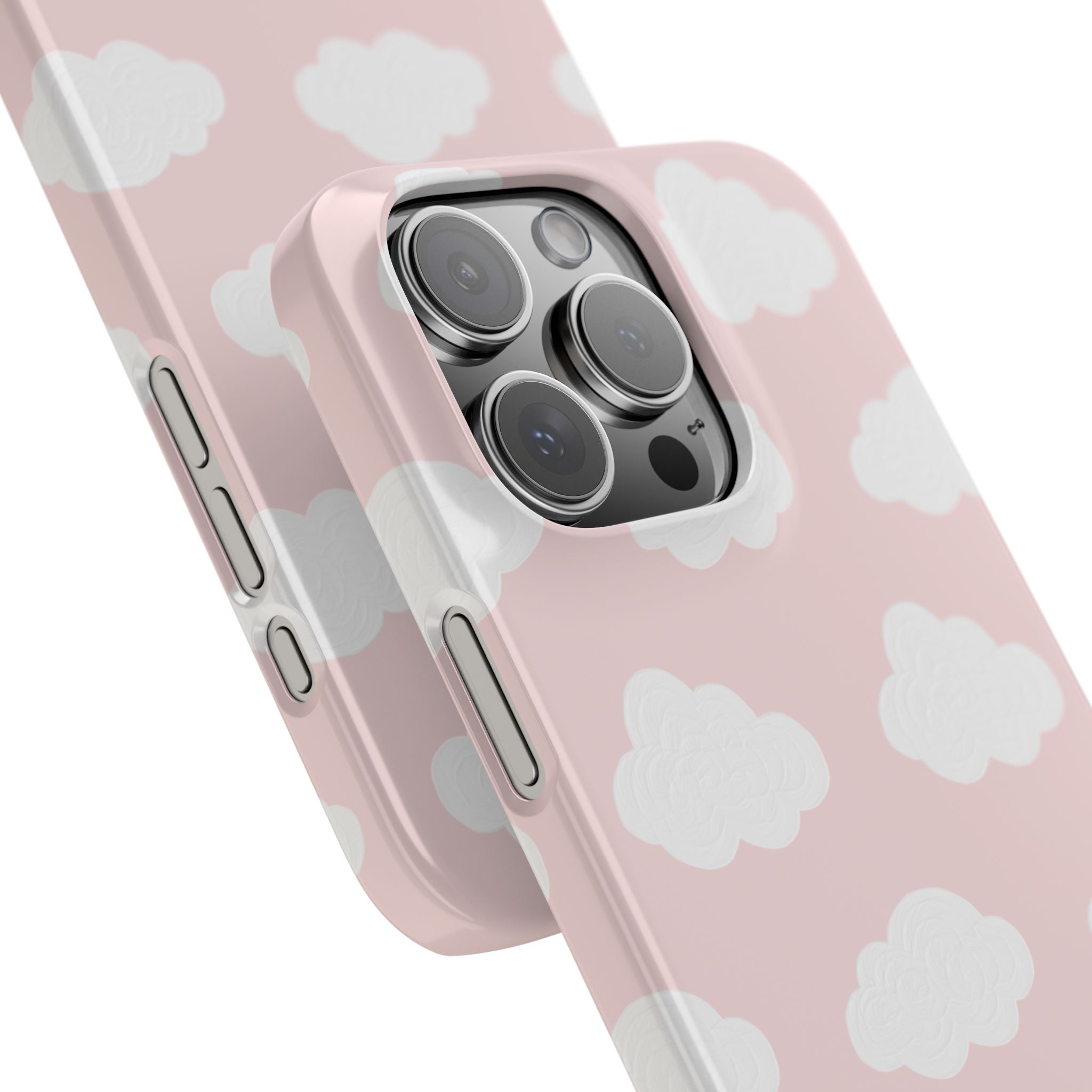 Pink Cloud Pattern Phone Case — Cute Pastel Protective Snap Case