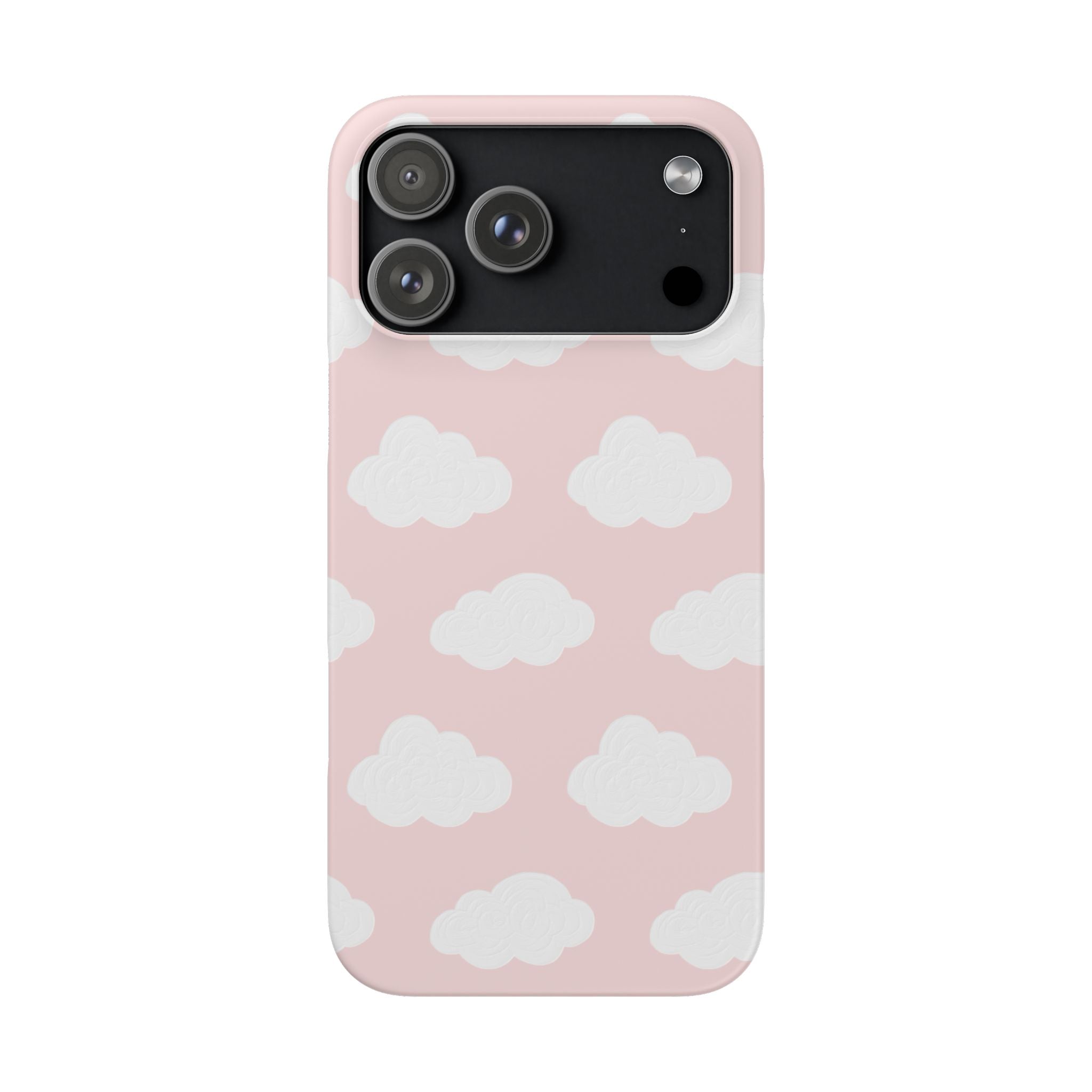 Pink Cloud Pattern Phone Case — Cute Pastel Protective Snap Case