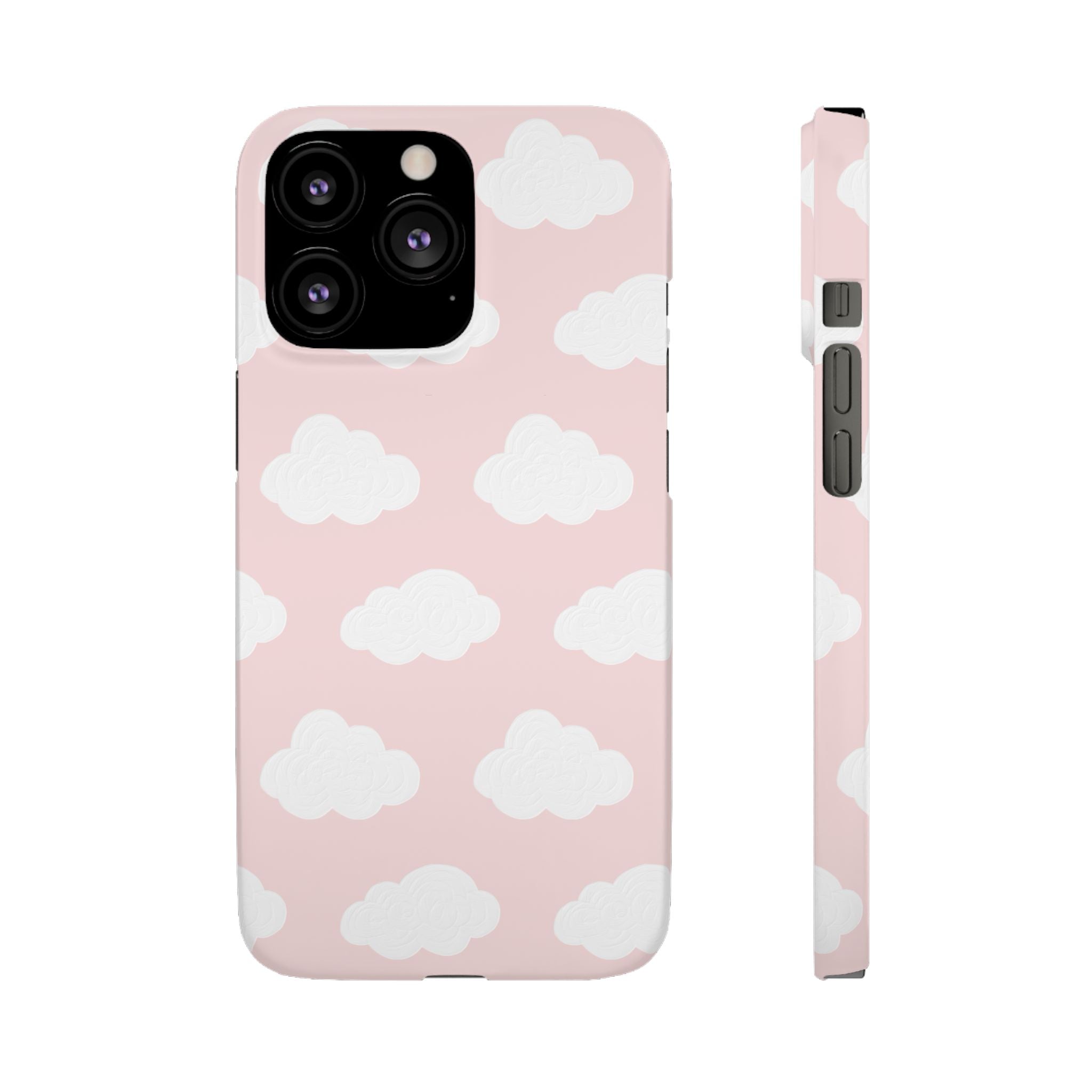 Pink Cloud Pattern Phone Case — Cute Pastel Protective Snap Case
