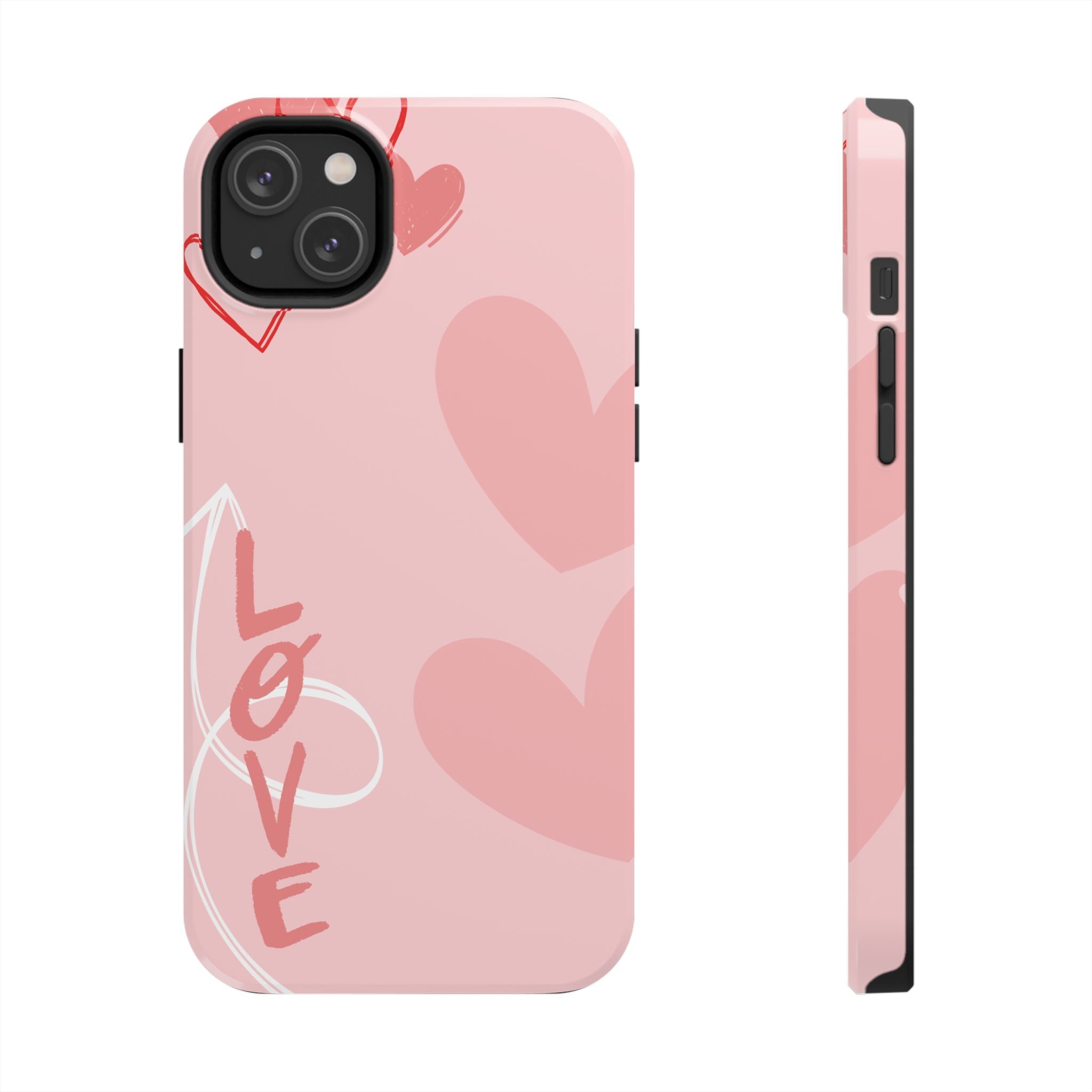 Pink Heart 'LOVE' Tough Phone Case — Protective Romantic Phone Cover