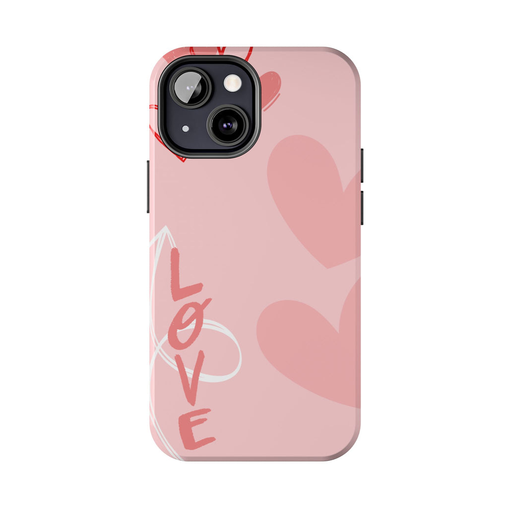Pink Heart 'LOVE' Tough Phone Case — Protective Romantic Phone Cover