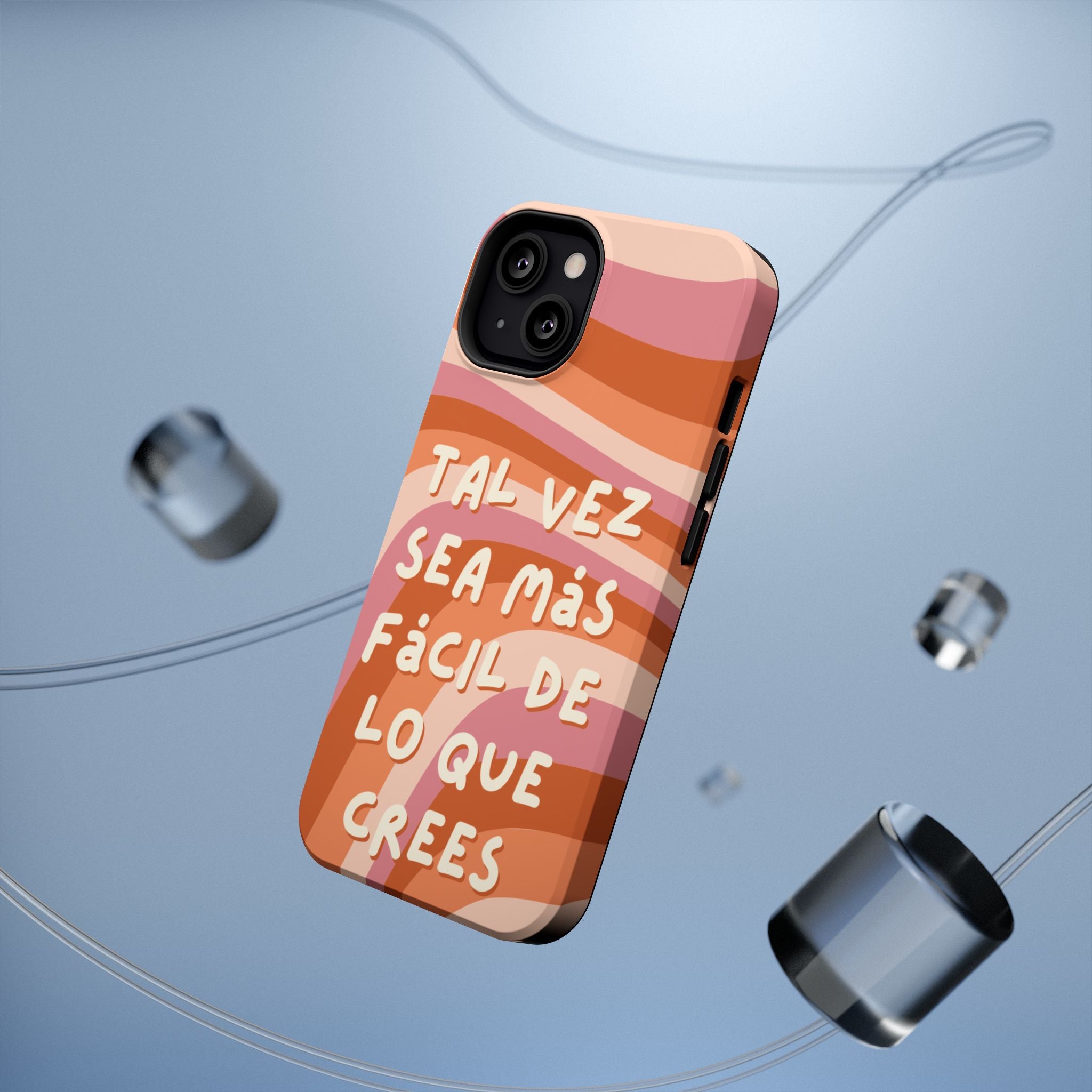Impact-Resistant Case — "Tal vez sea más fácil de lo que crees" Retro Waves Phone Cover