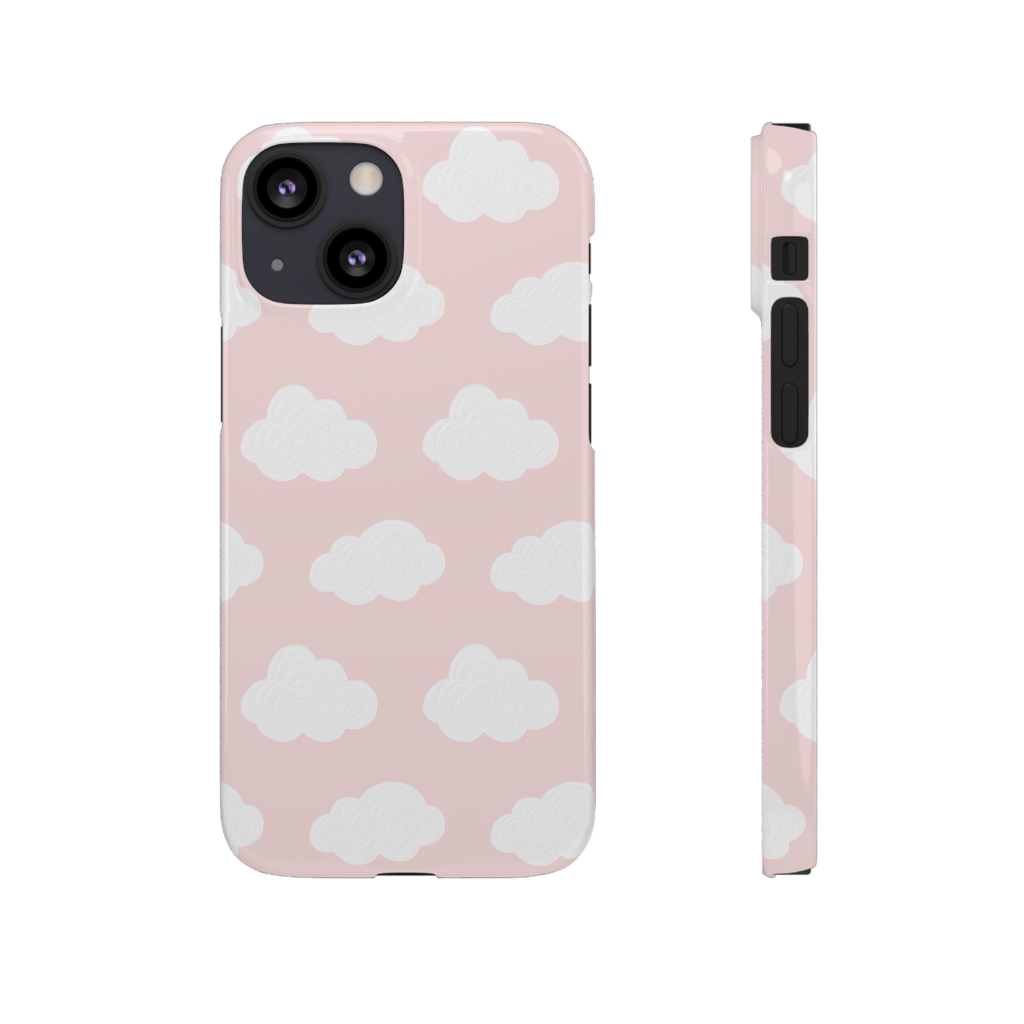 Pink Cloud Pattern Phone Case — Cute Pastel Protective Snap Case