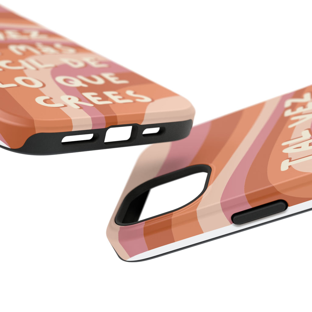 Impact-Resistant Case — "Tal vez sea más fácil de lo que crees" Retro Waves Phone Cover