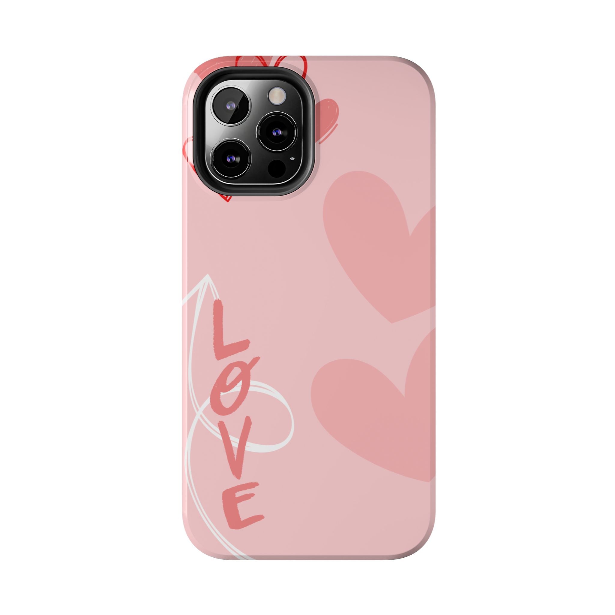 Pink Heart 'LOVE' Tough Phone Case — Protective Romantic Phone Cover