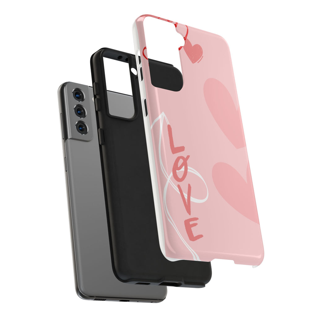 Pink Heart 'LOVE' Tough Phone Case — Protective Romantic Phone Cover