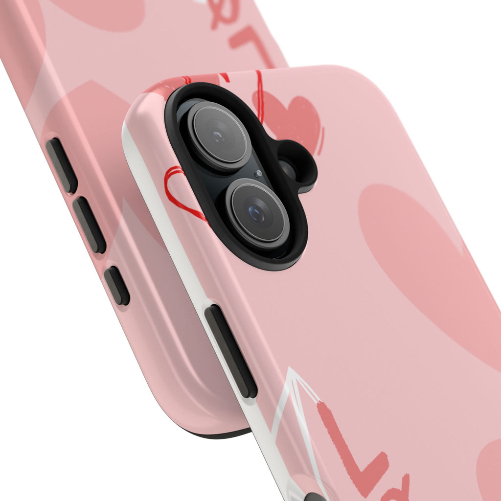 Pink Heart 'LOVE' Tough Phone Case — Protective Romantic Phone Cover