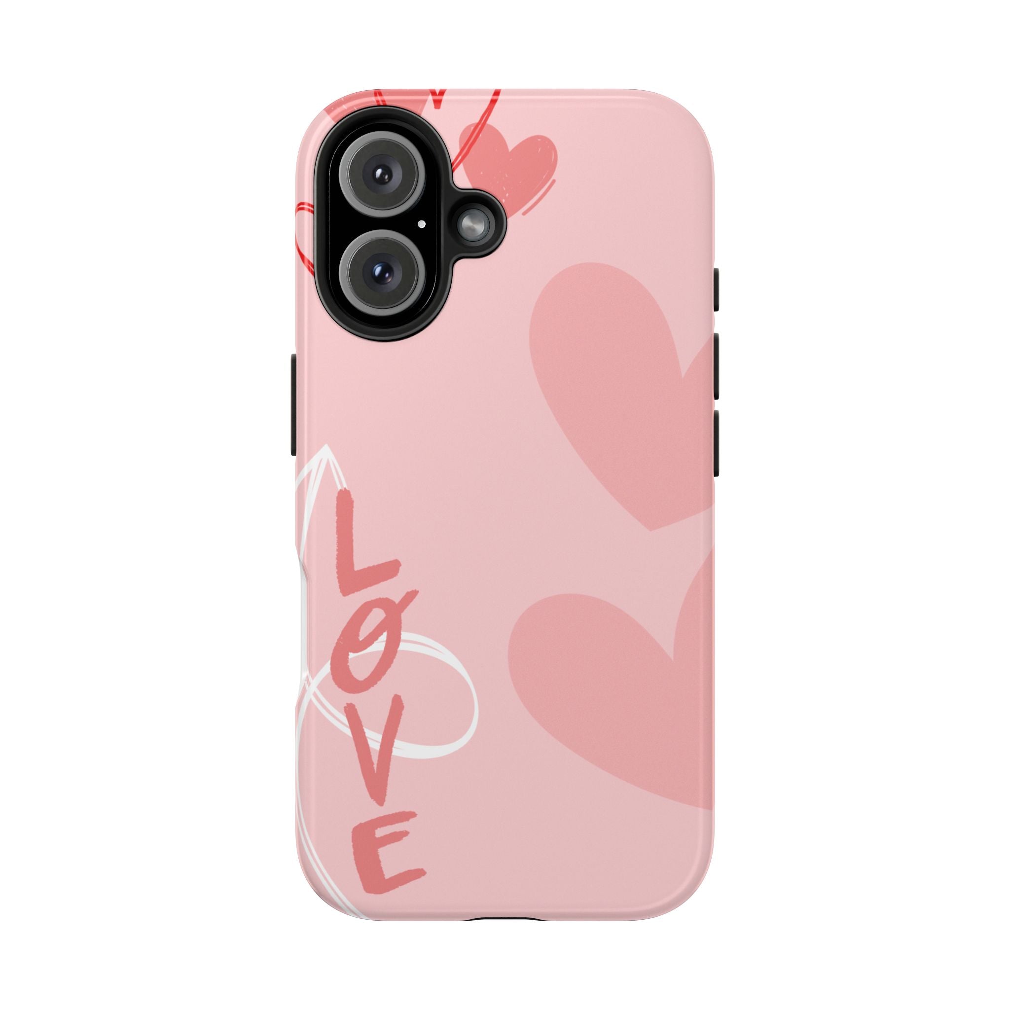 Pink Heart 'LOVE' Tough Phone Case — Protective Romantic Phone Cover