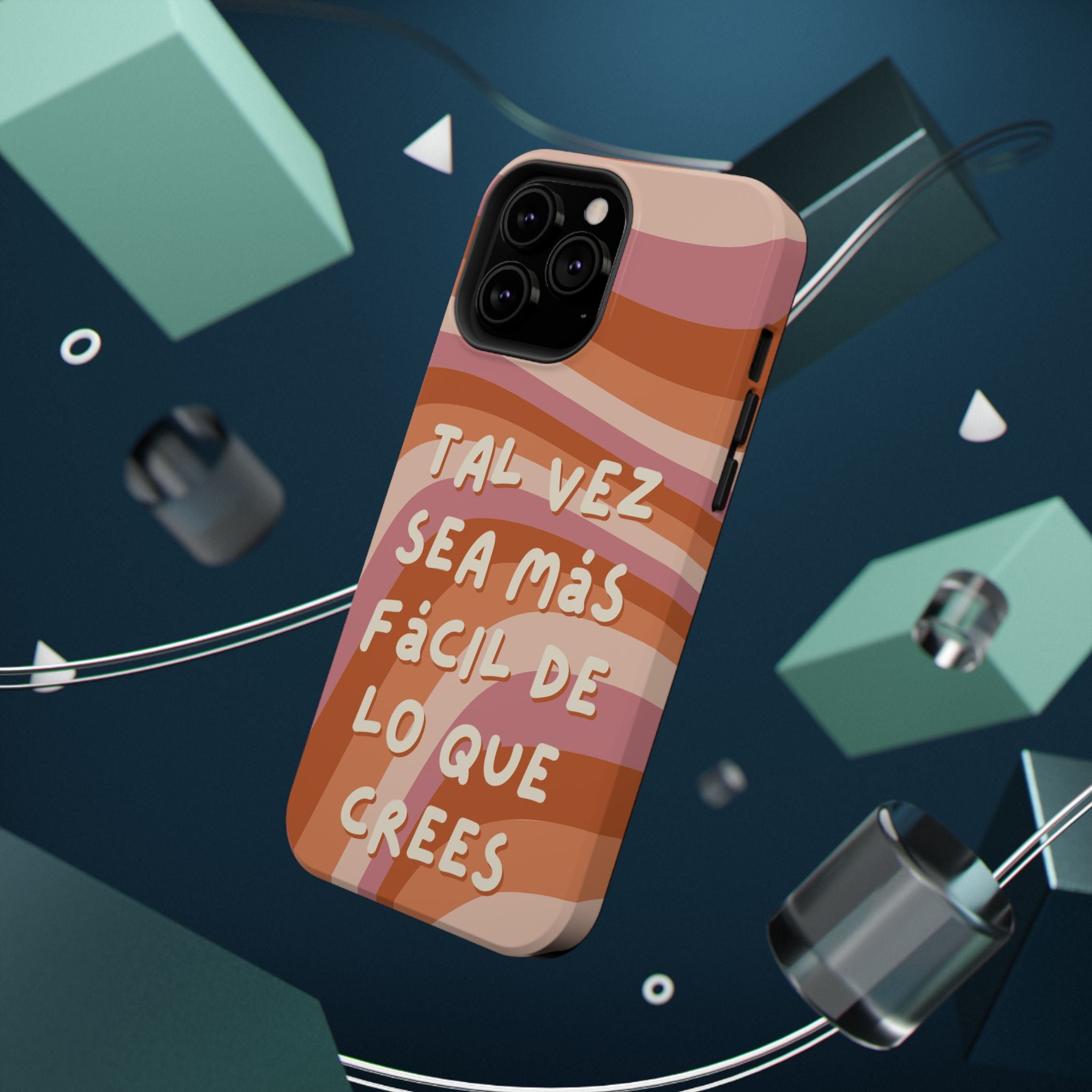 Impact-Resistant Case — "Tal vez sea más fácil de lo que crees" Retro Waves Phone Cover
