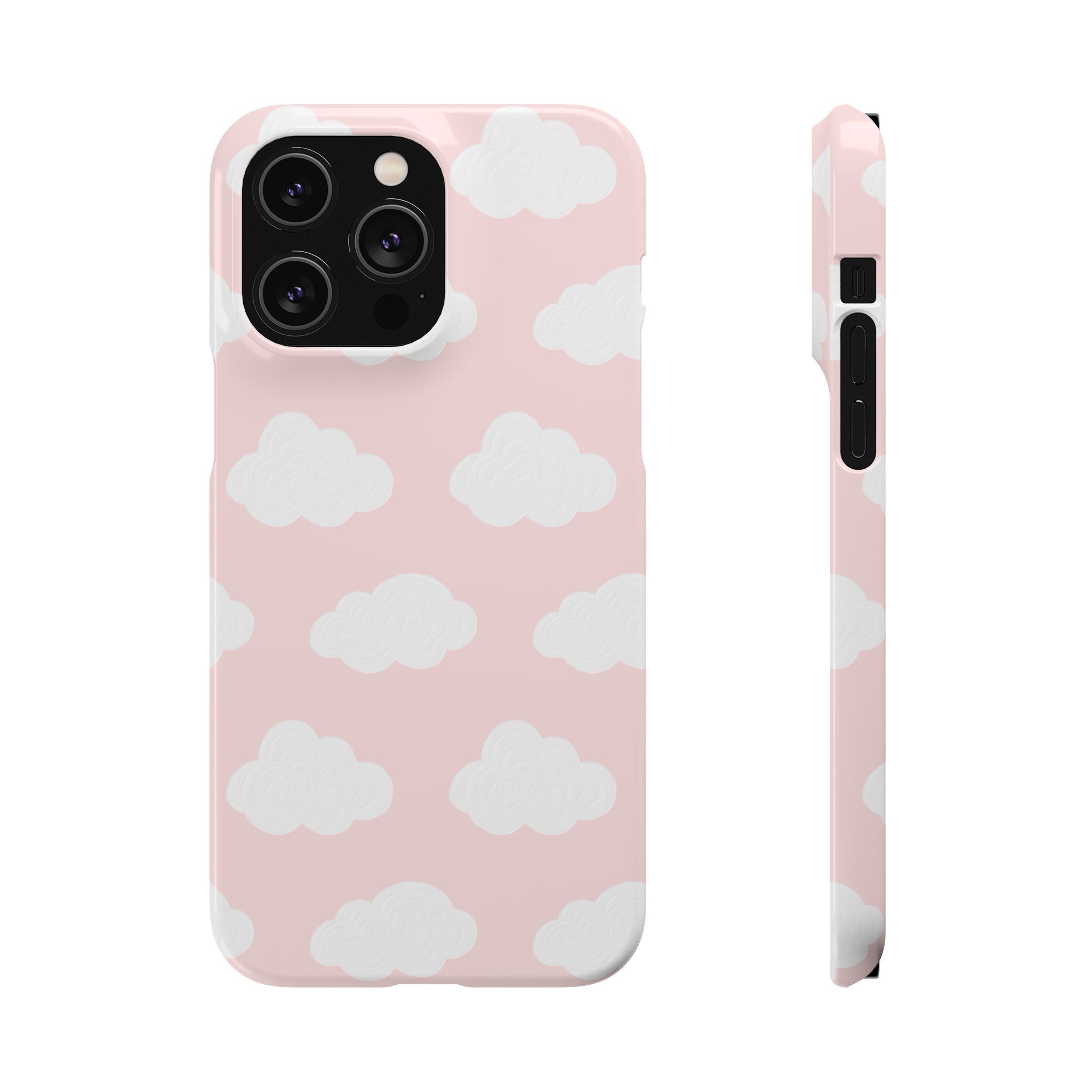 Pink Cloud Pattern Phone Case — Cute Pastel Protective Snap Case
