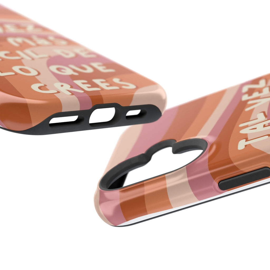 Impact-Resistant Case — "Tal vez sea más fácil de lo que crees" Retro Waves Phone Cover