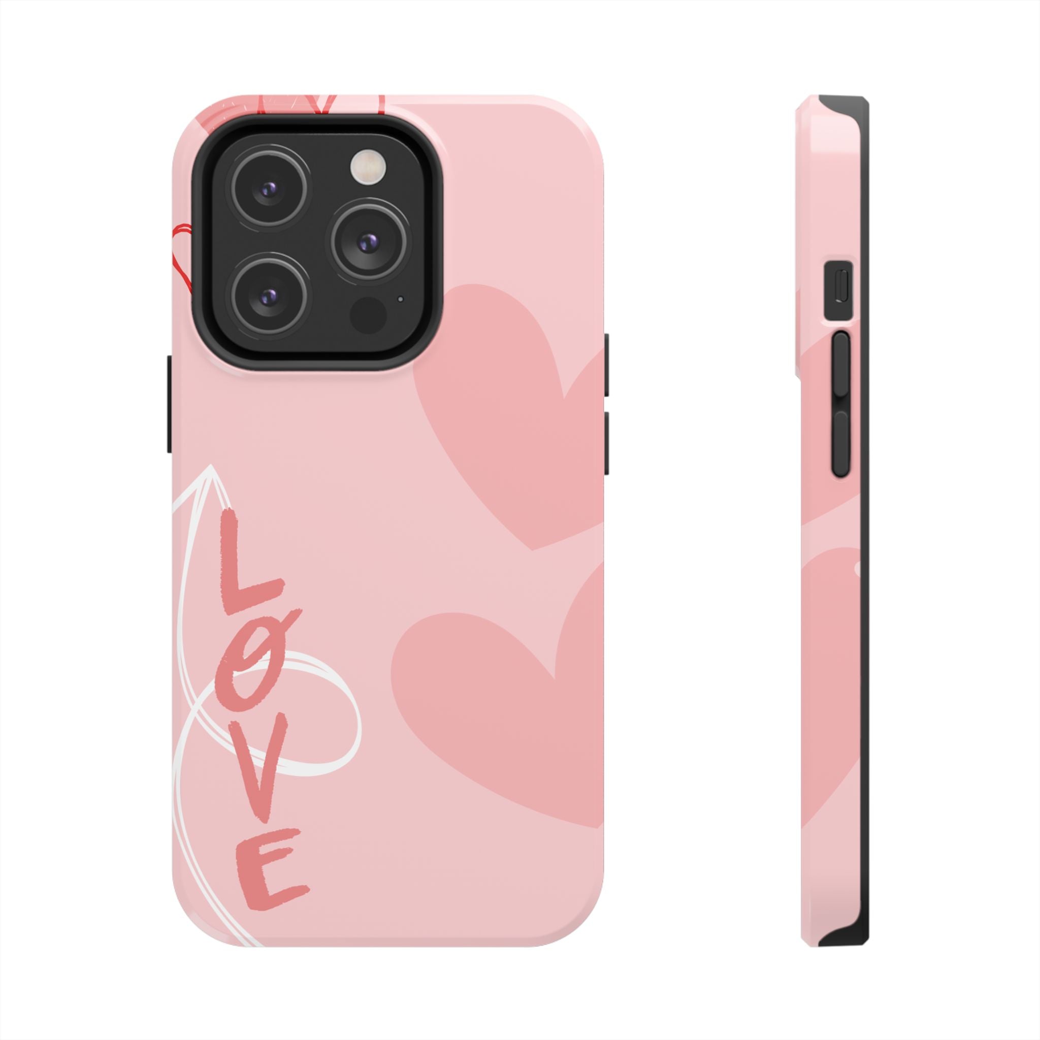 Pink Heart 'LOVE' Tough Phone Case — Protective Romantic Phone Cover