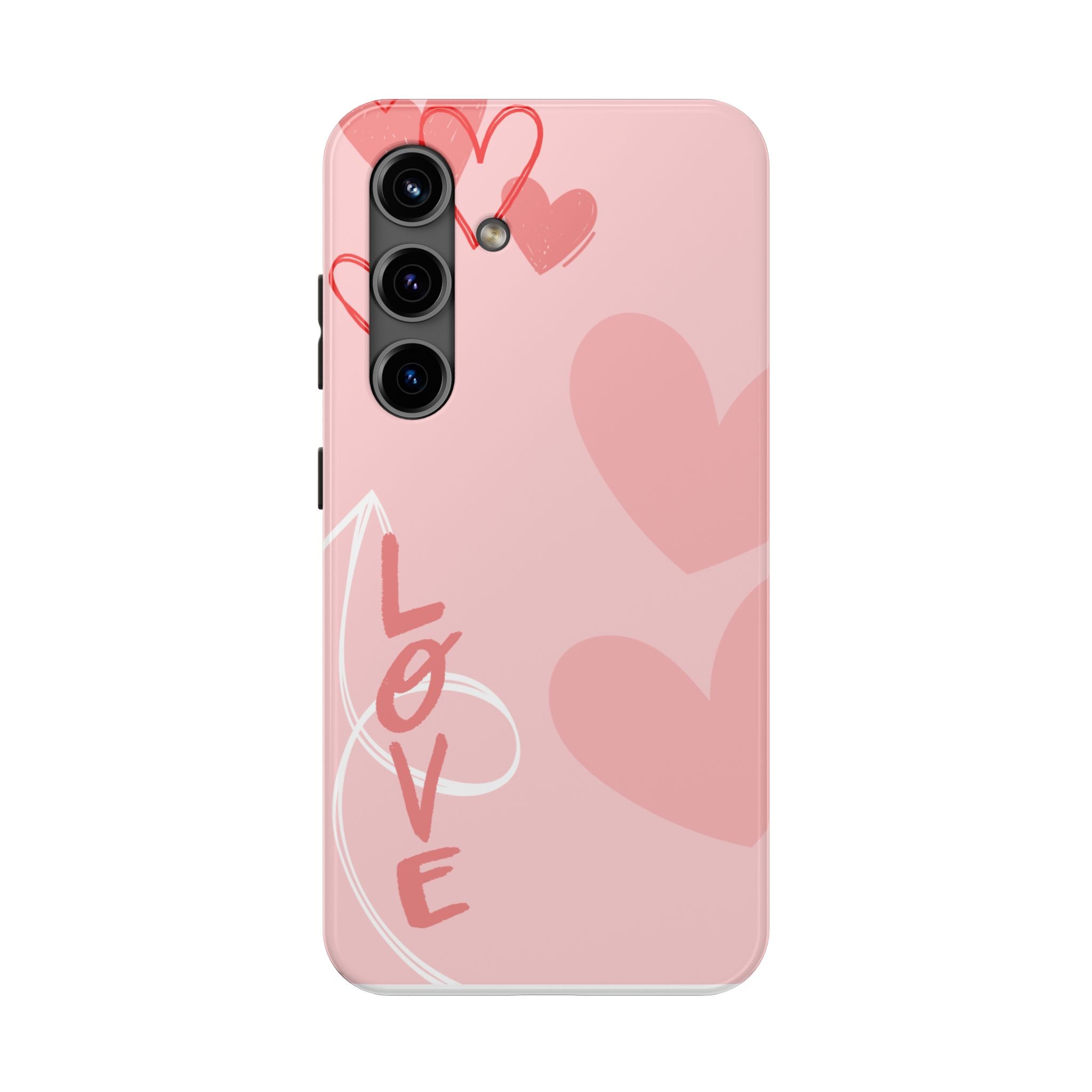 Pink Heart 'LOVE' Tough Phone Case — Protective Romantic Phone Cover
