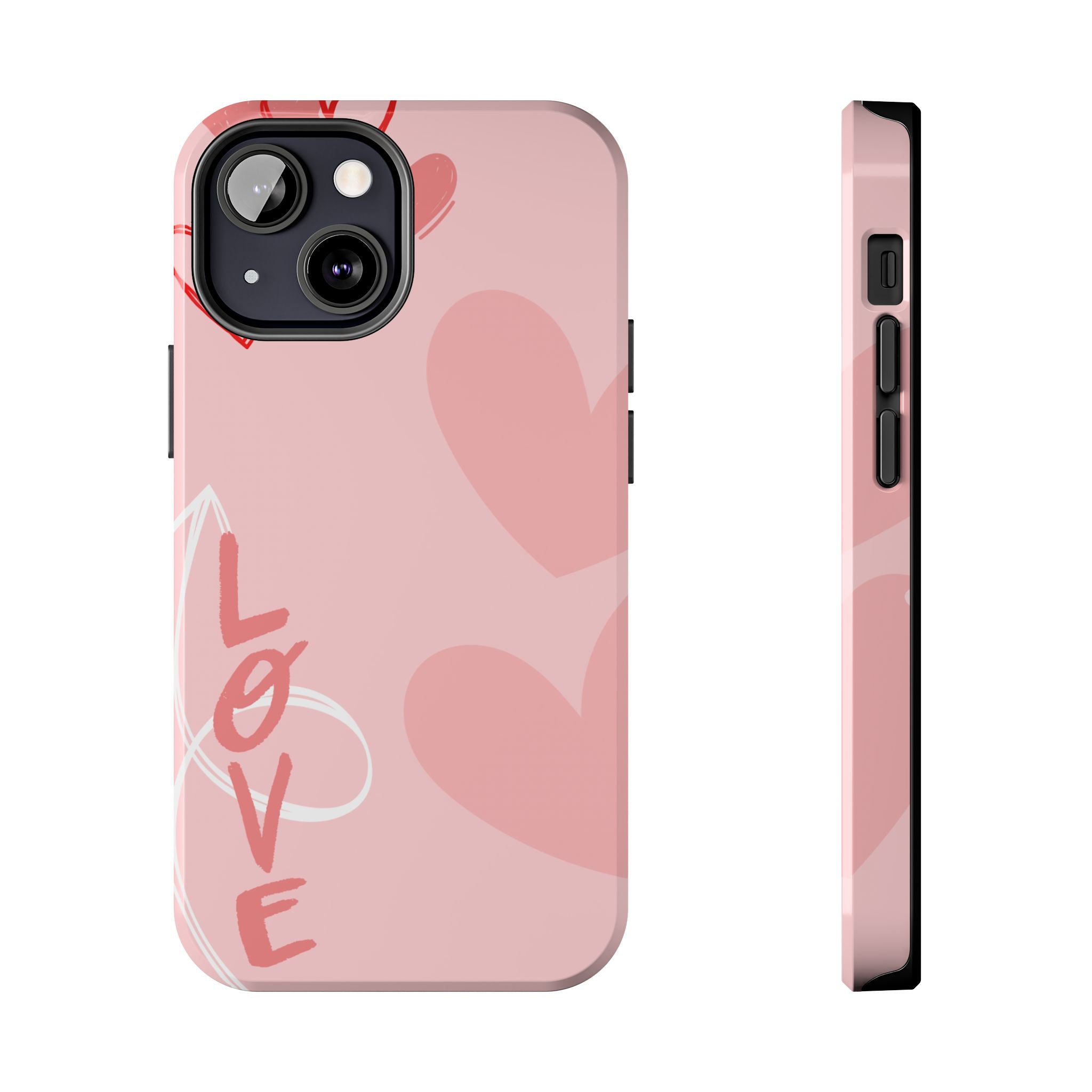Pink Heart 'LOVE' Tough Phone Case — Protective Romantic Phone Cover