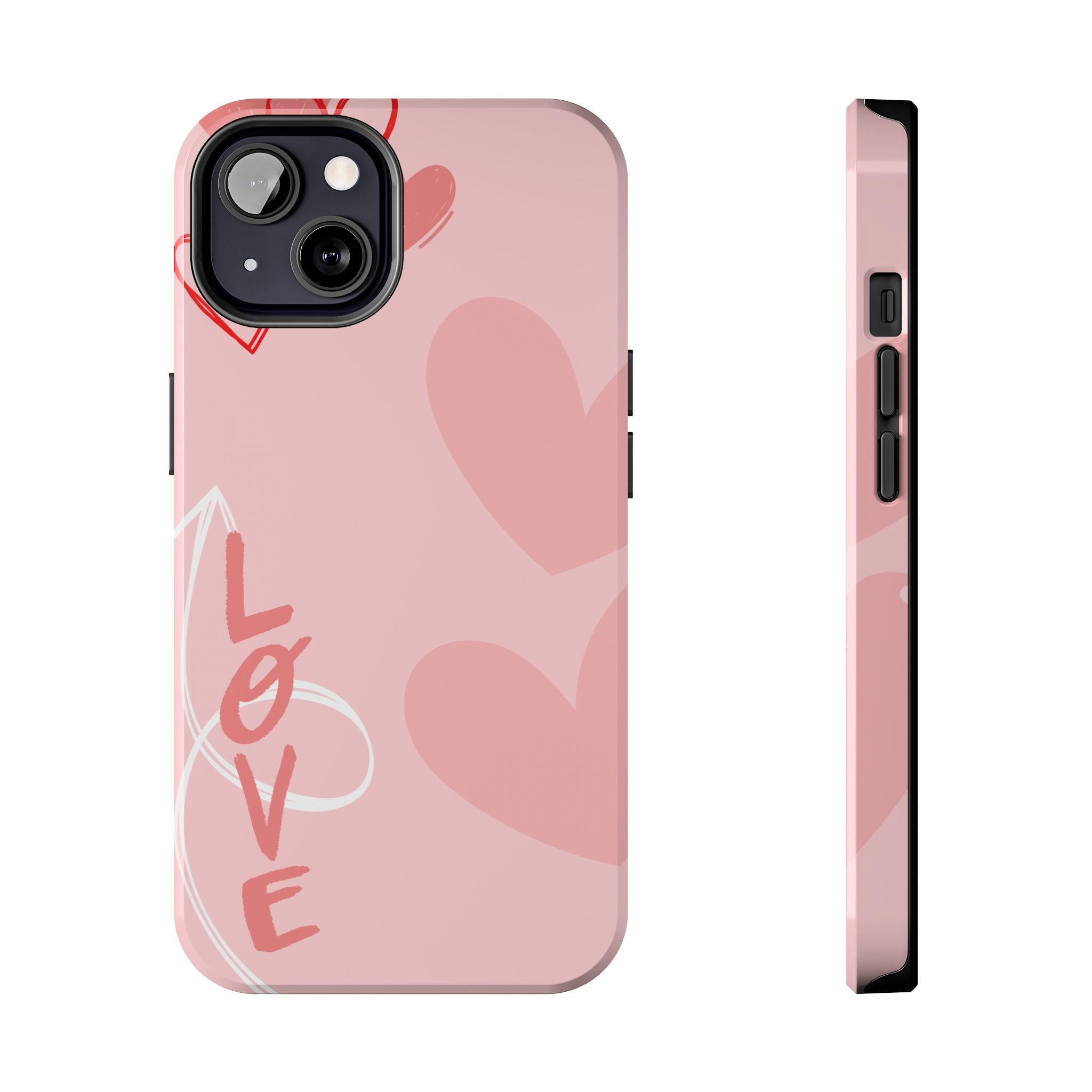 Pink Heart 'LOVE' Tough Phone Case — Protective Romantic Phone Cover