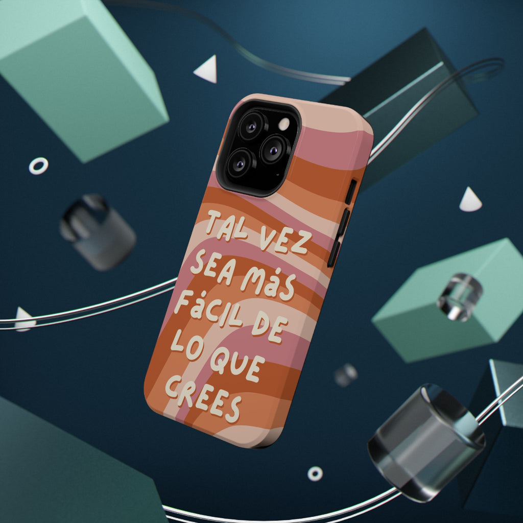 Impact-Resistant Case — "Tal vez sea más fácil de lo que crees" Retro Waves Phone Cover