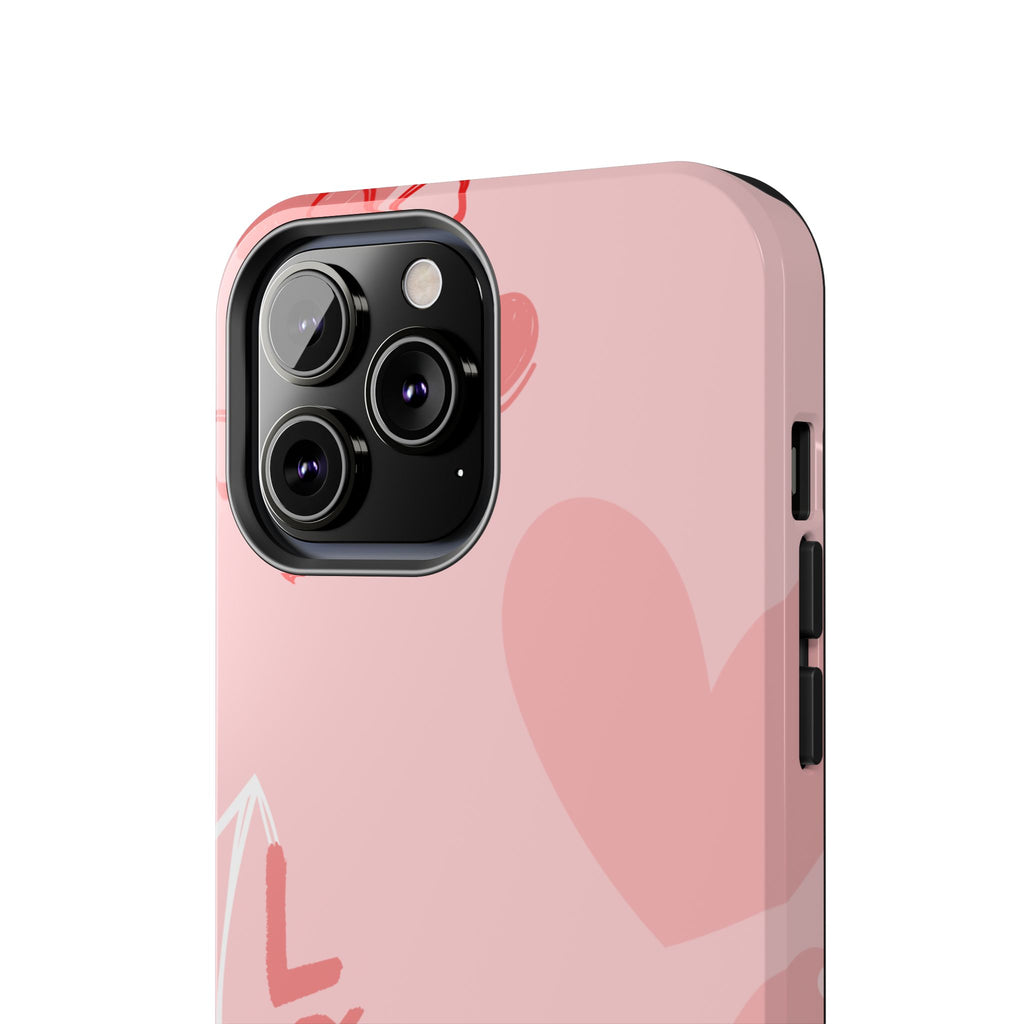 Pink Heart 'LOVE' Tough Phone Case — Protective Romantic Phone Cover