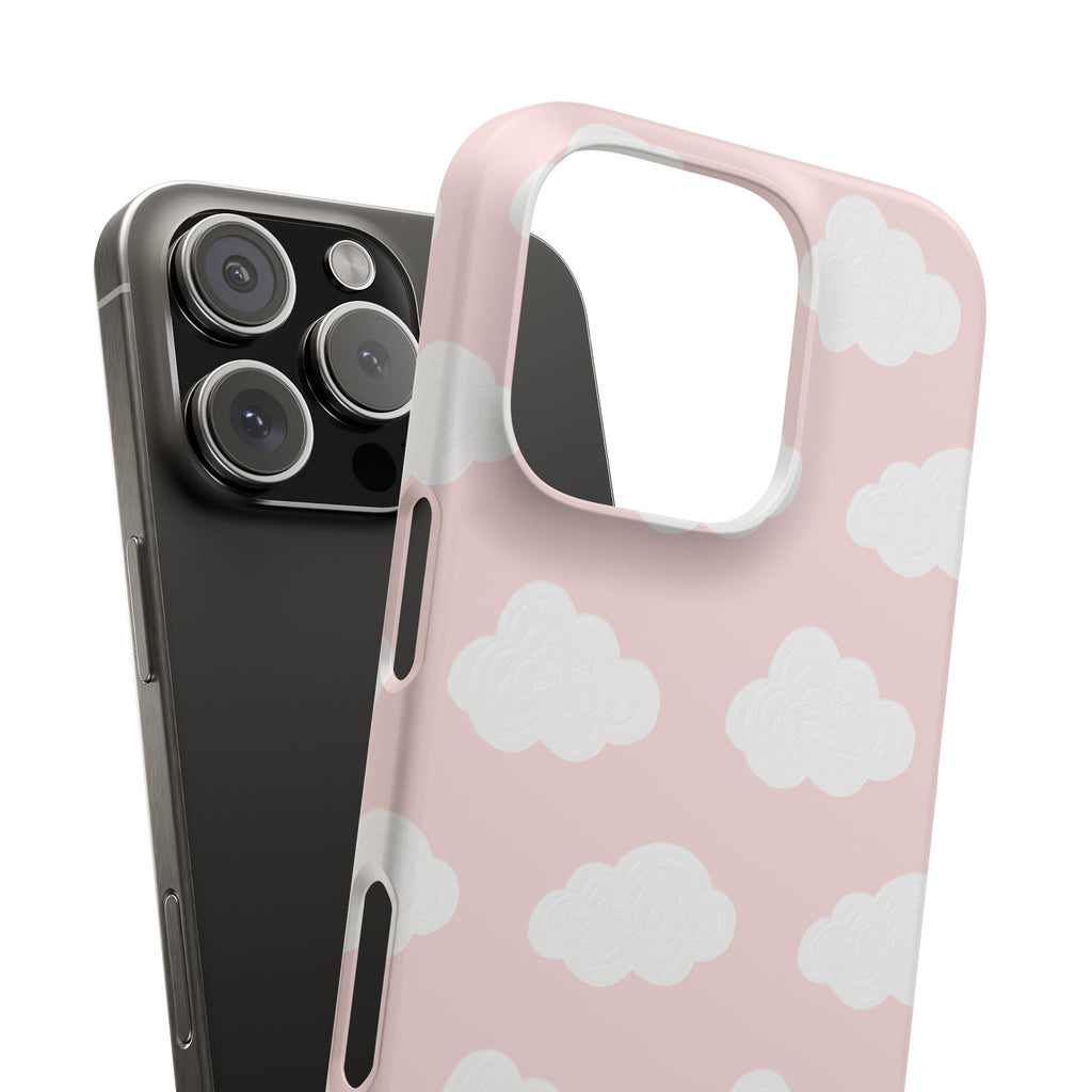 Pink Cloud Pattern Phone Case — Cute Pastel Protective Snap Case