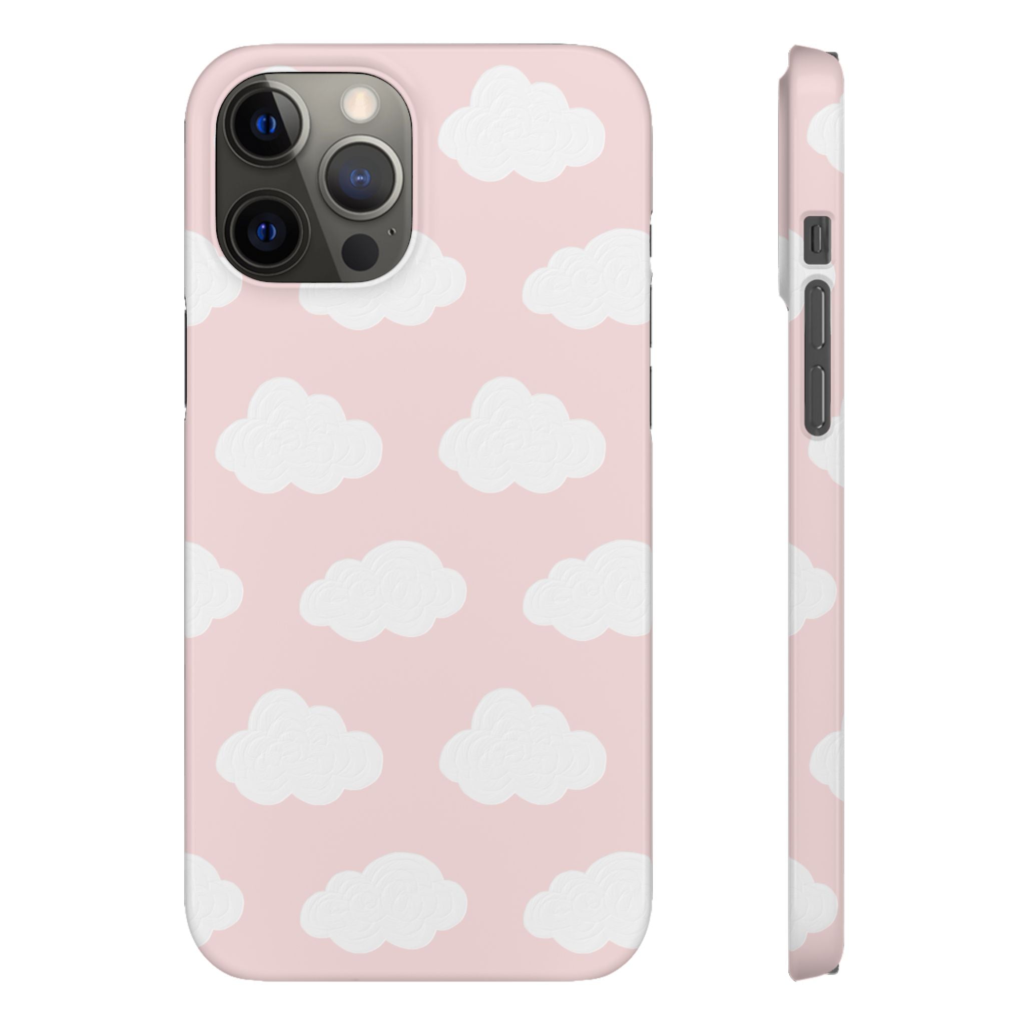 Pink Cloud Pattern Phone Case — Cute Pastel Protective Snap Case